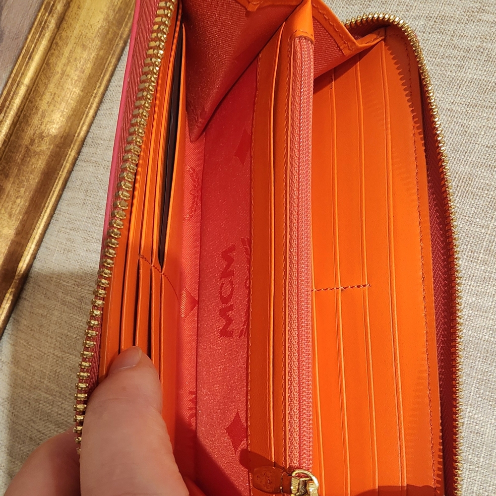 MCM Saffiano Leather Lovely Coral Pink Wallet With Gold Color Hardware - Picture 8 of 9